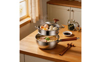 Stainless Steel Pot No Coating Japanese Style Frost Pot Easy to Clean Stainless Steel Saucepan for Beginners,   Person Meal
