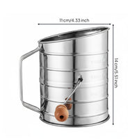 Hand Crank Flour Sifter with Scale Measuring Flour Sifter Easy to Use Powdered Sugar Duster for Home Kitchen