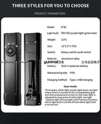 Yunmai T40 EDC Flashlight with UV395 and Green Laser, Waterproof, Rechargeable