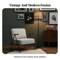 Wrought Iron Armchair Wabi-Sabi Aesthetic Highrear Armchair Retro Design Sturdy Frame for Homeowners, Adults, Balcony, Bedroom