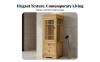 Zen-Inspired Tall Slatted Door Cabinet Modern Asian Design Storage Furniture Multi-Functional Sturdy Construction for Homeowners, Interior Decorators, Adults, Entryway, Hallway, Living Room, Corner Space
