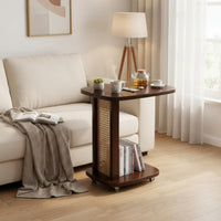 C-Shaped Rolling Side Table On Wheels Rolling C-Shaped Table Space-Saving