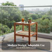 Double-Level Glass Top Table Japanese Design Nightstand Space-Saving Size Slim Design for Apartment Dwellers, Adults