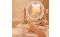 Pretend Vanity Table with Mirror Child-Friendly Toy Vanity Set Sturdy Grooming Station for Bedroom