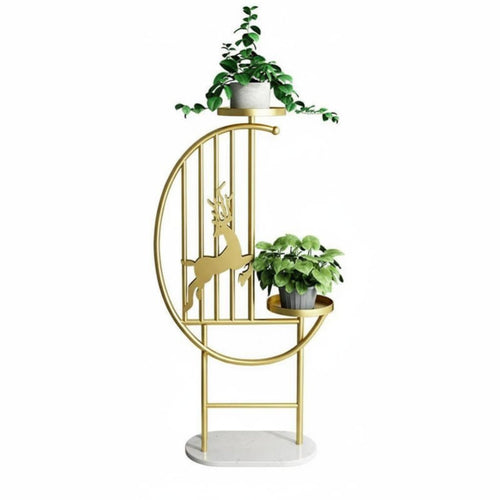 2-Tier Metal Stand Easy Assembly 2-Tier Deer Design Stand Stable Base