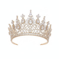 Sparkling Bridal Crown Jeweled Wedding Crown Symmetrical Bridal Tiara High-Profile for Weddings