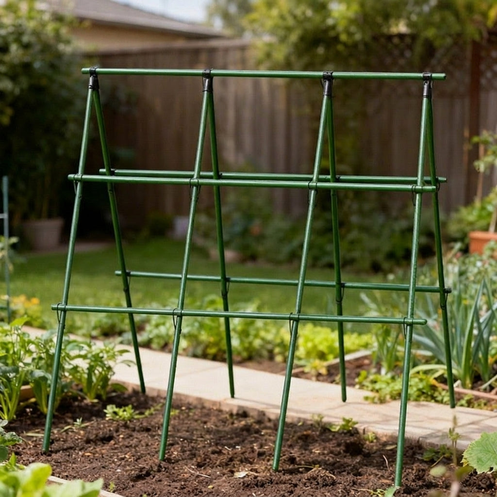 Garden Trellis for Climbing Plants and Outdoor Plants, Heavy Duty Plant Support for Raised Bed, PE Coated Steel Tube Garden Obelisk, 1 Frame