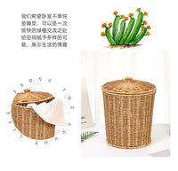 Rattan-Style Storage Basket with Lid, Large Laundry Hamper