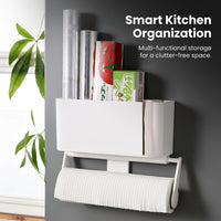 Tissue Holder and Paper Dispenser for Modern Kitchens, No-Drill Wall Mount with Under Cabinet or Countertop Options
