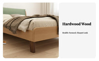 hardwood Wood Construction Upholstered Headboard Bed Frame Japanese & Nordic Design Upholstered Wooden Bedstead Minimalist design Bedroom Furniture Space-Saving for Children, Teenagers, Single Adults, Small Apartment, kid's Room