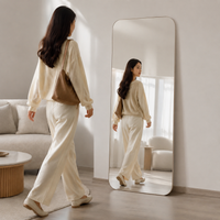 Full-length Mirror, Standing Mirror, Nordic Style, Wooden Frame, 80cm Width, Large Standing Mirror, For Fitting Rooms, Commercial Use