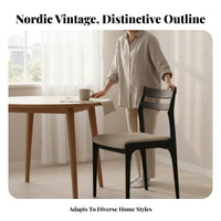 Upholstered Wood Side Chair Nordic design Padded Seat Chair with Curved Backrest Easy Assembly adaptable for Dining Room