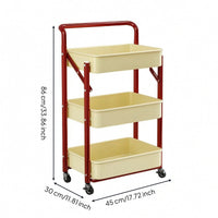 Rolling Cart with Mesh Baskets Space-Saving 3-Tier Rolling Cart Compact Portable for Students, Kitchen, Bedroom