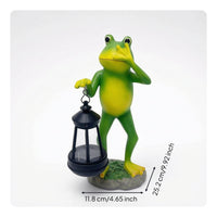 Outdoor Garden Statue with Solar Lantern Weather-Resistant Figurine with Solar Lantern Waterproof Patio Decoration Automatic for Yard, Pathway