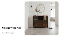 Rattan Door Sideboard Chinese Design 2-Door Rattan Cabinet Large Capacity Vintage Design for Homeowners, Entryway, Hallway