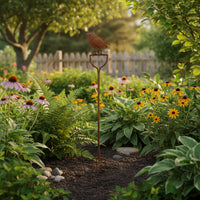 Weathered Metal Animal Stake Rust Finish Iron Animal Garden Insert Easy to Install Weathered Bird Garden Stake