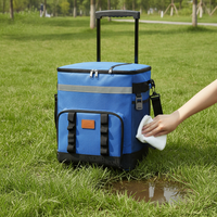 Portable Rolling Cooler Bag with Thick Oxford Cloth, Large Capacity Insulated Picnic Bag