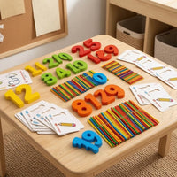 Printed Cards Montessori Math Set Raised Numbers Arithmetic Math Kit Colorful Wooden Number Toy Hands-on for Children