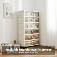 Foldable Storage Box with Front Door two-way Opening for Students, Homeowners