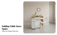 Foldable Design Folding Dining Table Multifunctional Mobile Dining Table with Storage Sturdy and Long-Lasting Safe Rounded Corners for Small Apartment Residents, Families, Students