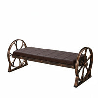 3-Seater Salon Bench Vintage Aesthetic Waiting Room Seating Faux Leather Upholstery Sturdy Frame for Guests, Lobby, Entryway