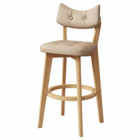 Padded Bar Stool with Backrest Built-in Footrest for Kitchen Island, Cafe
