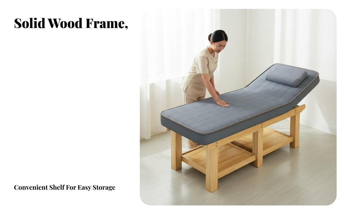 Spa Treatment Bed Stable & Sturdy Latex Beauty Bed Hard-Wearing Solid Wood Massage Table for Estheticians, Permanent Design Artists, Salon