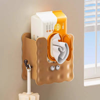 biscuits Shaped Tissue Holder Waterproof Wall-Mounted Wipe Dispenser With Side Hook Cartoon Storage Box for Dorm Room