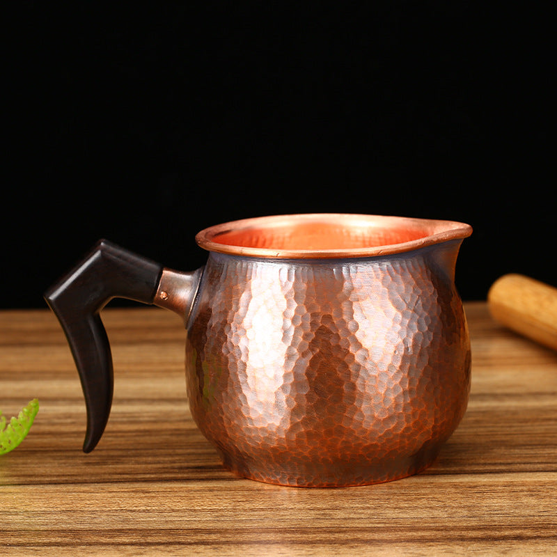 Blade Handle Red Copper Fairness Cup Tea Divider Thickened Heat-Insulated Copper Cup Kung Fu Tea Set Classical Big Belly Copper