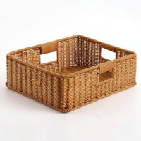 Plastic Weave Storage Basket Open-Top Woven Organizer Bin Low-Profile for Drawer