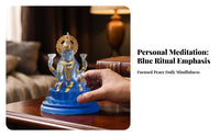 Deity Figurine with Pedestal | Ornate Gold Detailing, Compact Tabletop Design, Multi-Armed deity Statue, for Altar