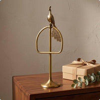 Peacock Towel Holder Weighted Base Brass Towel Hanger Single Post