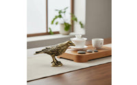 Brass Crow Figurine Good Luck Charm Metal Raven Sculpture Antique Bird Statue for Collectors, Office Desk, Bookshelf