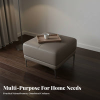 Long Tufted Ottoman Genuine Leather Footstool Italian Luxury design adaptable Use for Interior Decorators, Adults, Living Room