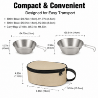 4 Pack Camping Bowls, 304 Grade Steel Outdoor Bowls with Handbag, Lightweight Travel Bowls for Picnic, Barbecue & Hiking