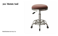Effortless Rolling Casters Adjustable Swivel Stool with Wheels Thick Padded Cushion Adjustable Drafting Stool with Backrest Strong Load Beafootrest Technician Chair Heavy Duty for Hairstylists, Nail Technicians, Beauty Salon, Barber Shop, Workshop