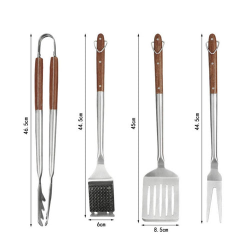 4 Pieces 4 Piece Grill Set Hanging Loops Stainless Steel Grill Tools Heavy Duty
