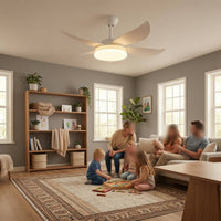 Round Ceiling Fan Light LED Ceiling Fan Light Hanging Rod Mount for Study
