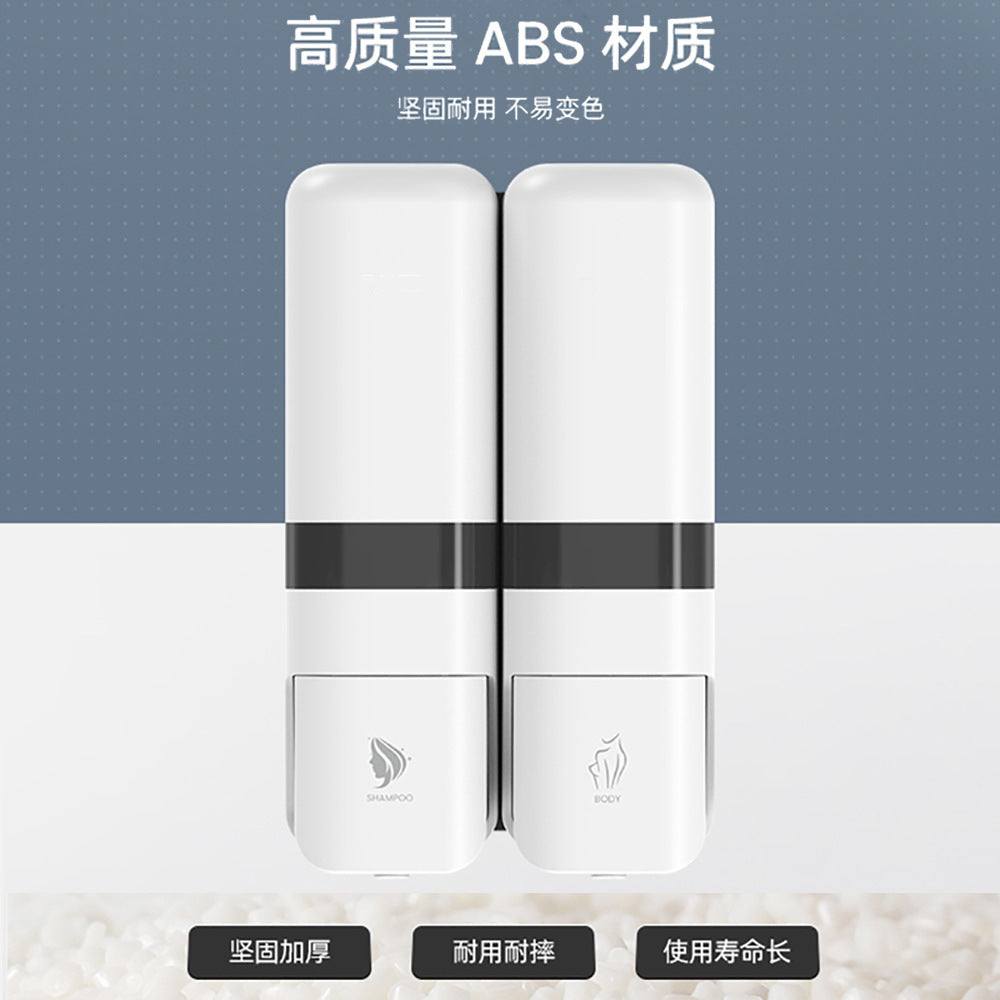 Dual-Head Hotel Shower Gel Dispenser Wall-Mounted Soap Dispenser Box No-Drill Hanging Bottle Holder