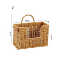 Wall Mounted Storage Basket Washable Rattan Design Hanging Organizer Boho Decor