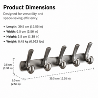 Wall Mounted Coat Rack, 5 Hook Metal Coat Hooks, Luxury Animal Shape Hat Hooks, Drill Screw Mount for Entryway Bedroom Kitchen