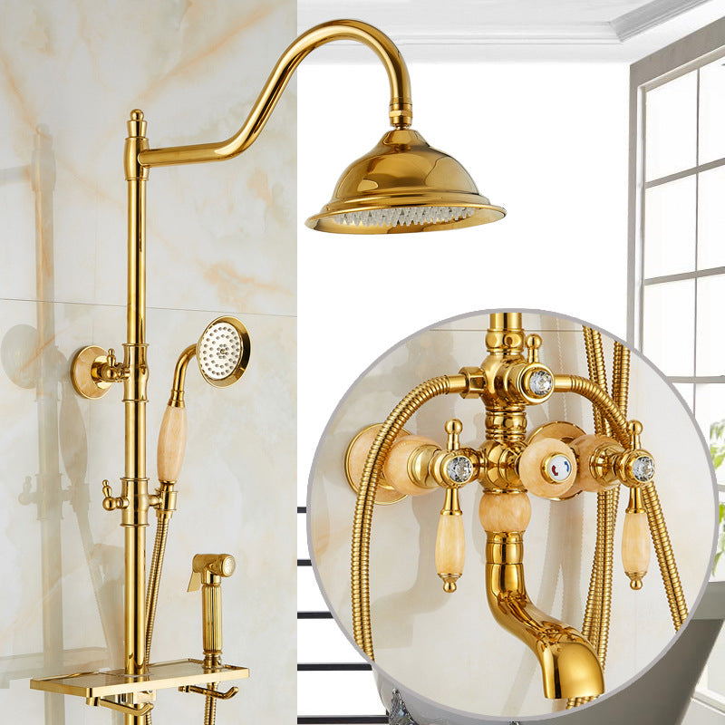 European Style Shower Set with Jade Marble Shower Head