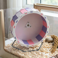 Quiet Hamster Exercise Wheel and Nighttime Wheel, 19cm Hamster Wheel with Iron Stand, Transparent Runner for Dwarf Hamsters and Hedgehogs