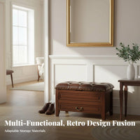 Upholstered Entryway Stool with Drawer Traditional design Design Cushioned Storage Seat Multi-Functional Sturdy Construction