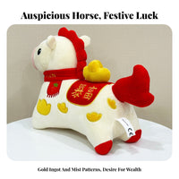 Chinese Astrological Horse Stuffed Cute Design Horse Stuffed Toy White Horse Stuffed Doll Comfortable to Feel Festive Decoration