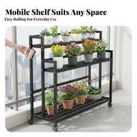 Multitier Rolling plant Rack With casters Mobile Ladder Planter Shelf sturdy Easy to Assemble for Apartment Dwellers, Patio