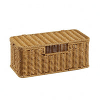 Cable Management Box Open Slots Rattan Cable Box Flat Lid Woven Cord Organizer