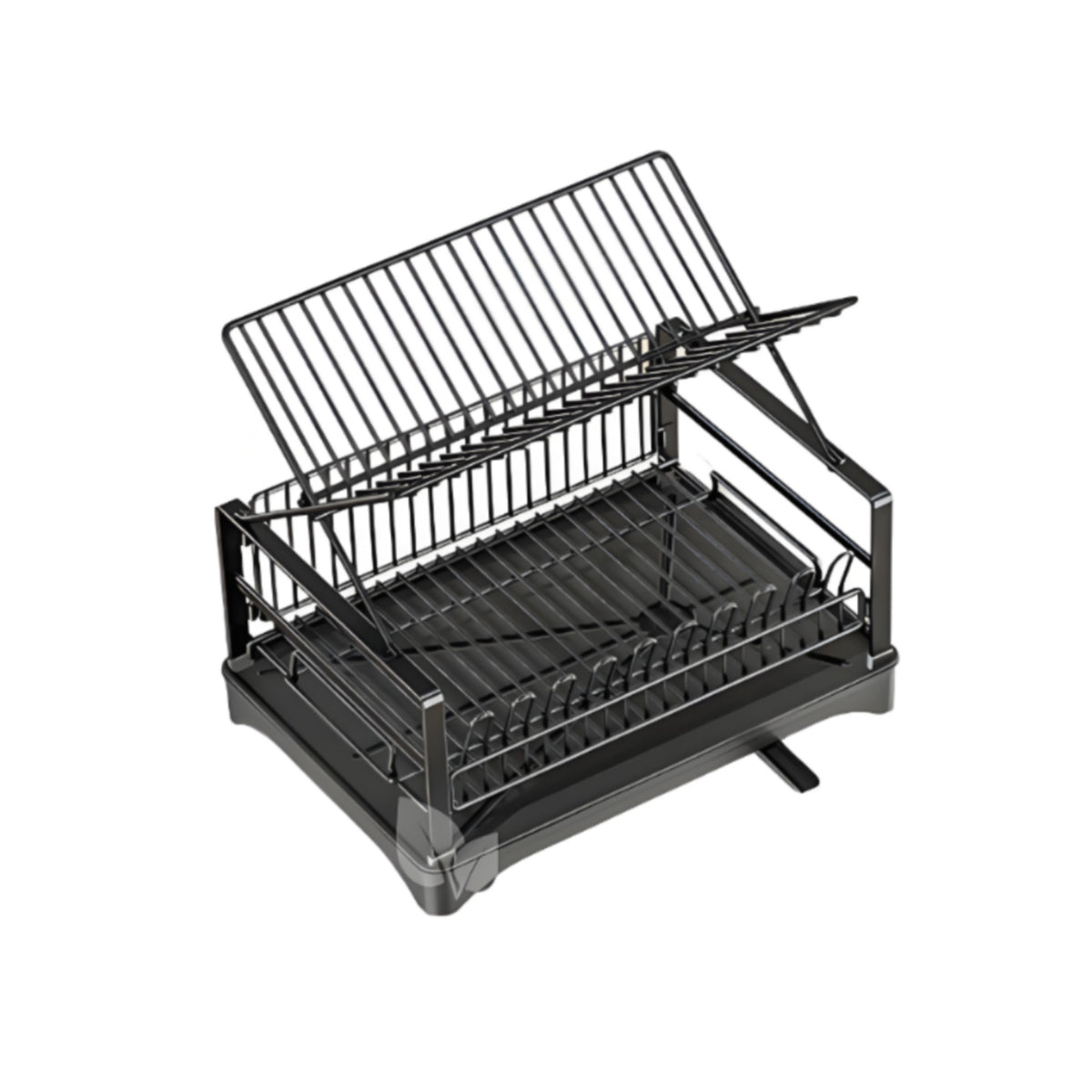 Dish Drain Rack with Tray Foldable 2-Tier Dish Rack, Space-Saving for Rv Kitchen