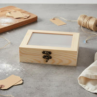 Wooden Box with Clear Lid Versatile Wood Box with Clear Lid Sleek Surface for Crafters, Home Decor