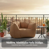 Soft Two-Seater Pouf Removable Cover Lazy Sofa Soft Texture No Assembly Required for Teens, Balcony, Book Nook Nook, Apartment